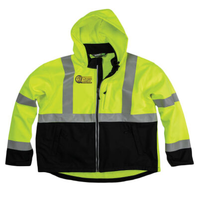 Men's Hi-Vis Class 3 Hooded Softshell Jacket Thumbnail